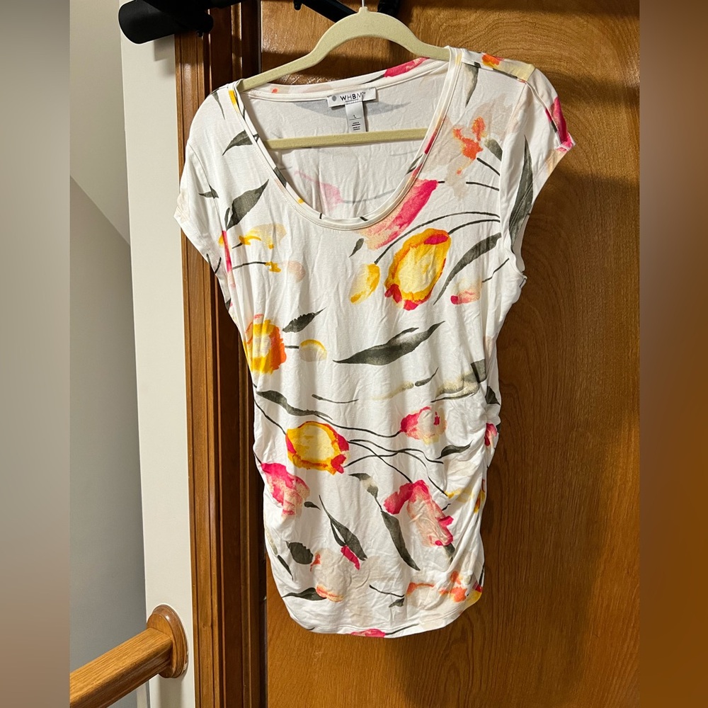 WHBM rouched tee. NWOT. Sz L